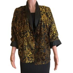 Hemant & Nandita Black Gold Metallic Kimono Jacket Womens S Cocktail Party